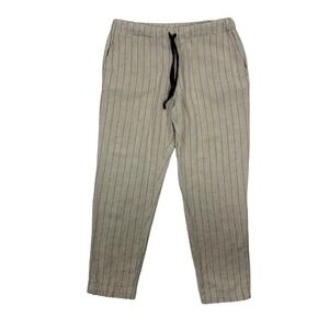 Common Sense Pants XS Tan Striped Pull‎ On Relaxed Minimalist Boho Street